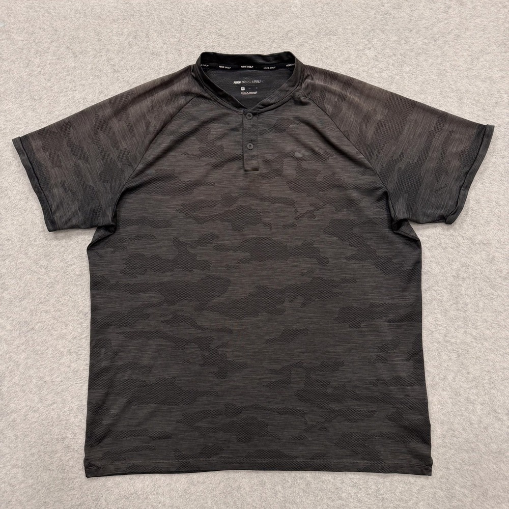Nike Shirt Mens XL Black Camo Tiger Woods Zonal Cooling Blade Collar Polo